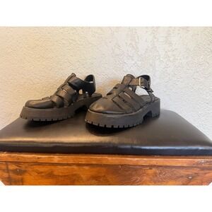 ASOS DESIGN Black Chunky Fisherman Sandals Platform Lug Sole Size US 9 113763596